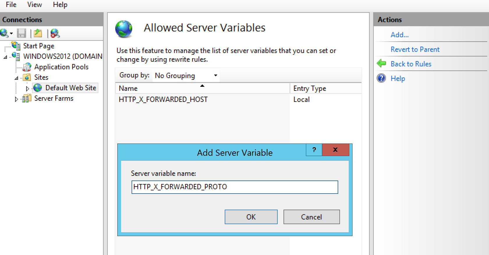 Server variables